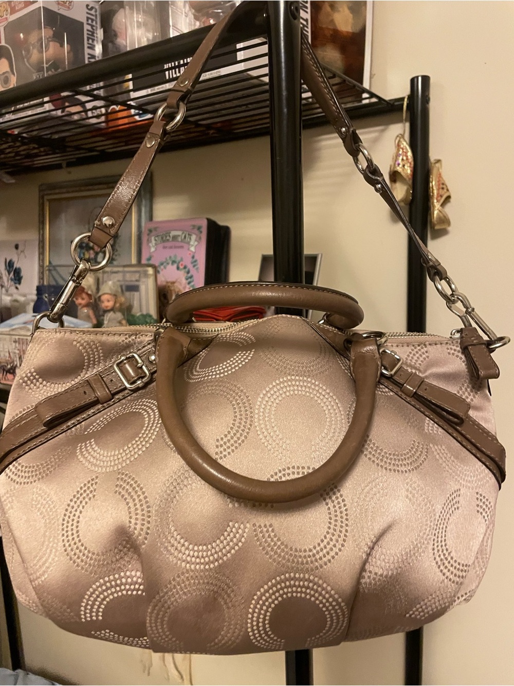 Coach Madison Dotted op art Sophia Satchel Purse Shoulder Handbag/Tote - Picture 3 of 16